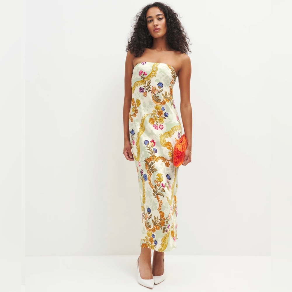Reformation Floral Strapless Midi Dress - Multicolor